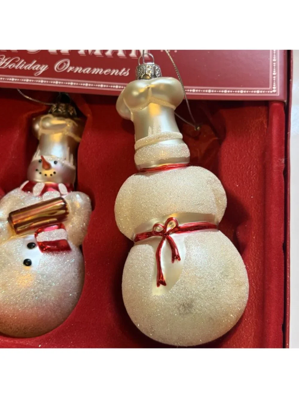 Williams Sonoma Limited Edition Baker Chef Snowman Glass Holiday Ornaments 2005